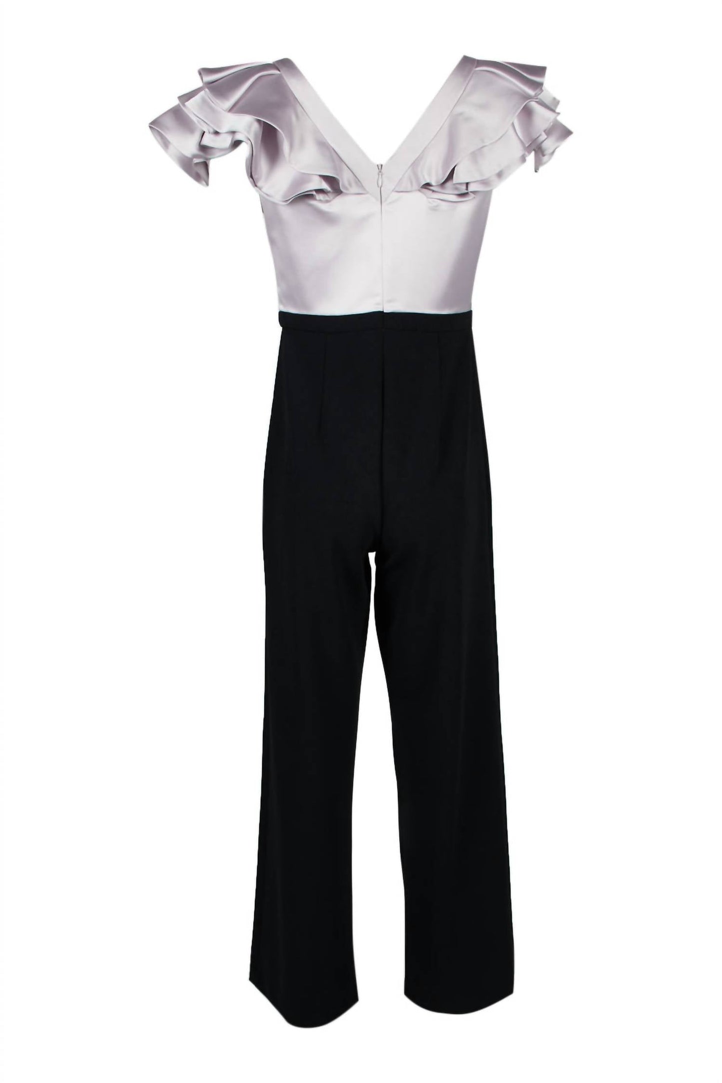 Aidan Mattox - V-neck Flutter Sleeve Satin Crepe Jumpsuit