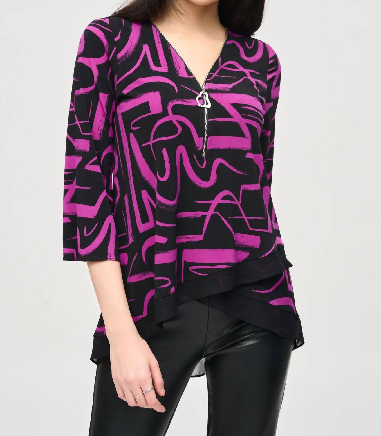 Joseph Ribkoff - Abstract Print Asymmetric Top
