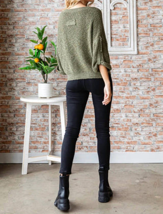 Trendsi - Veveret Round Neck Roll-Up Sweater