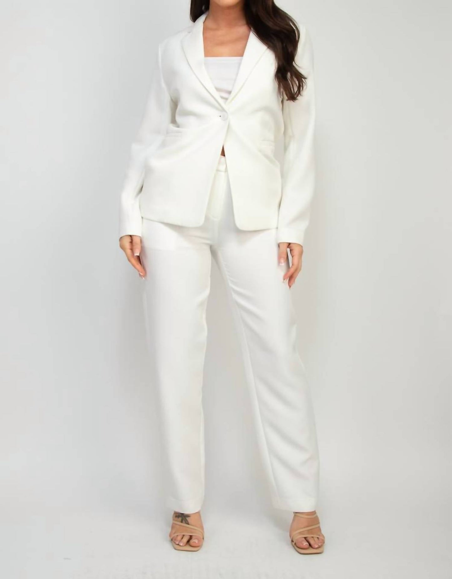 A.C.G. Los Angeles - Midrise Dressy Pants & Button Front Blazer Set