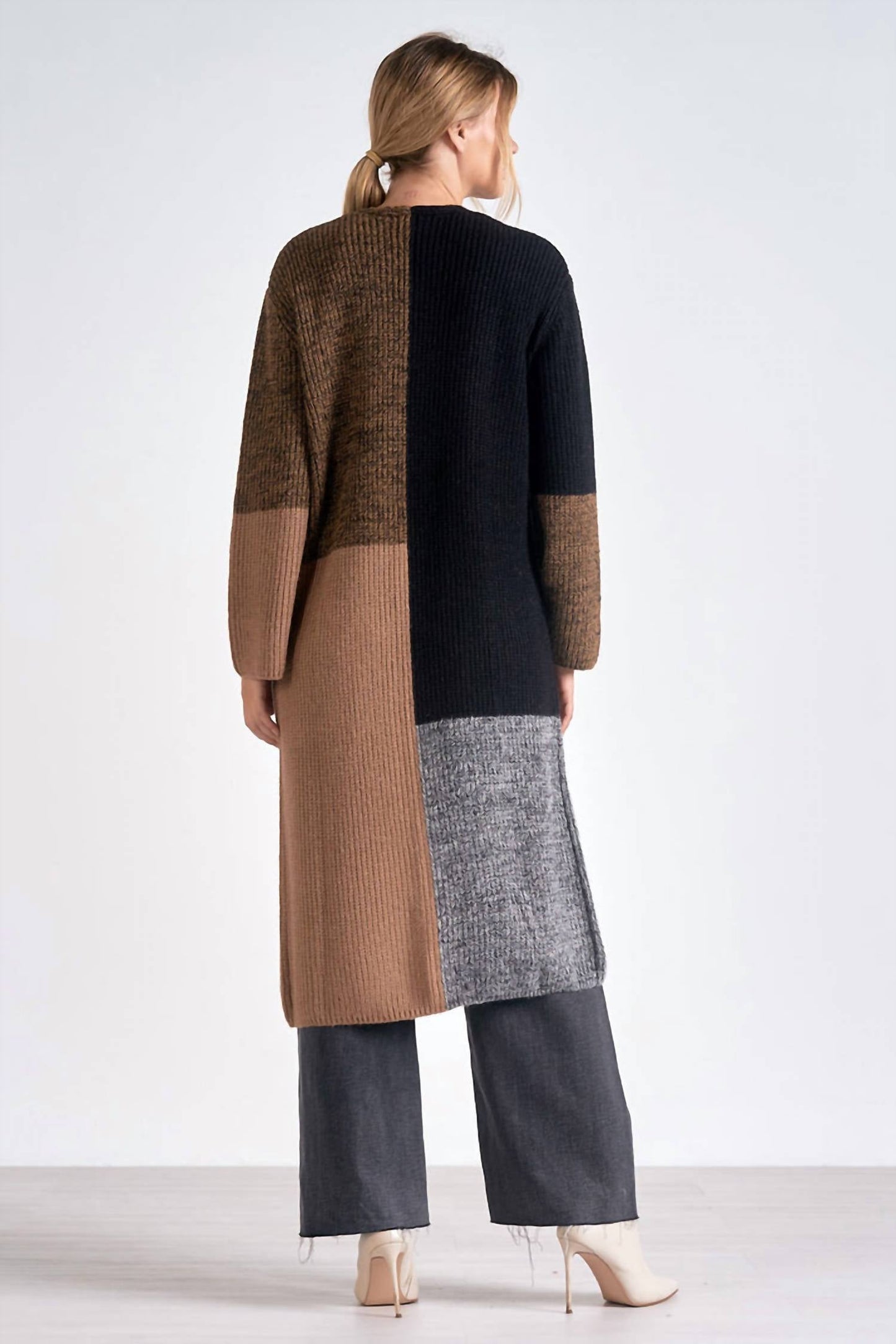 Elan - Colorblock Long Cardigan