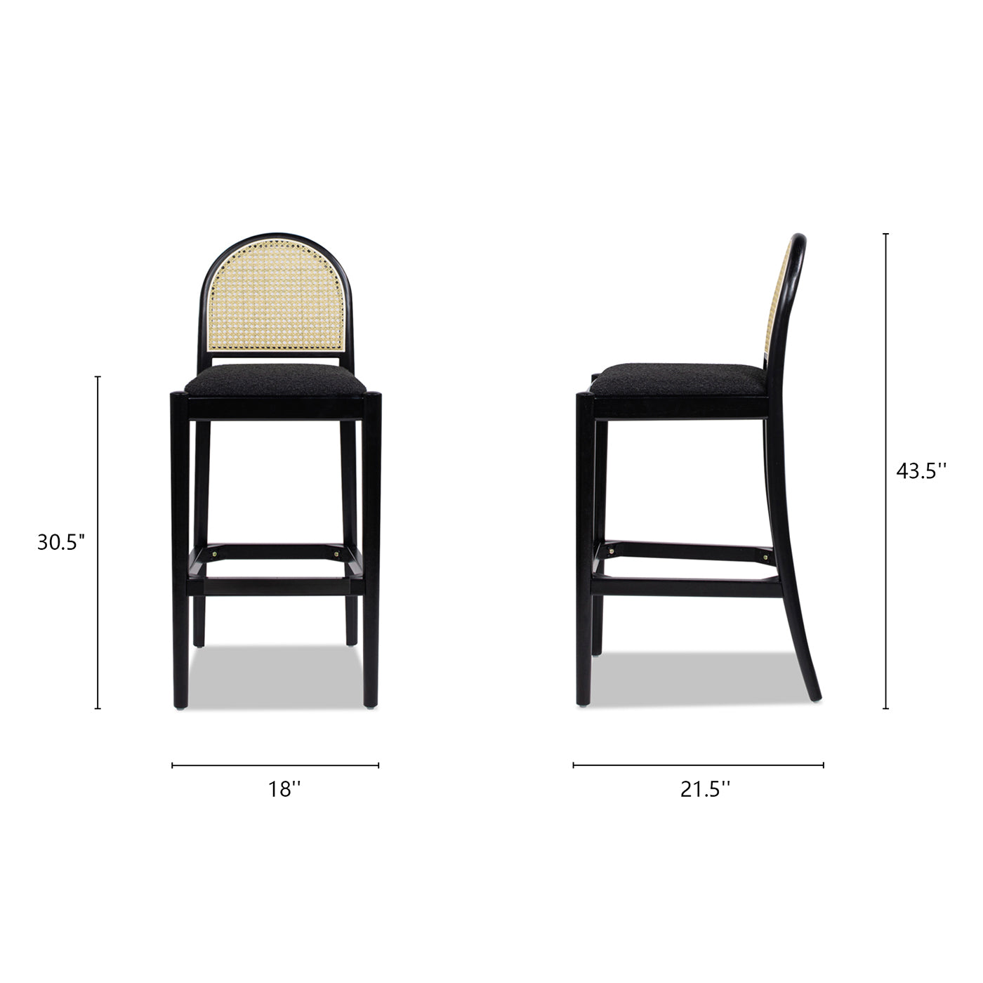 Arlin Upholstered Stool with Curved Back and Footrest - Set of 2