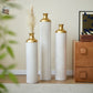 3-Piece Modern Metal Vase Set - White & Gold