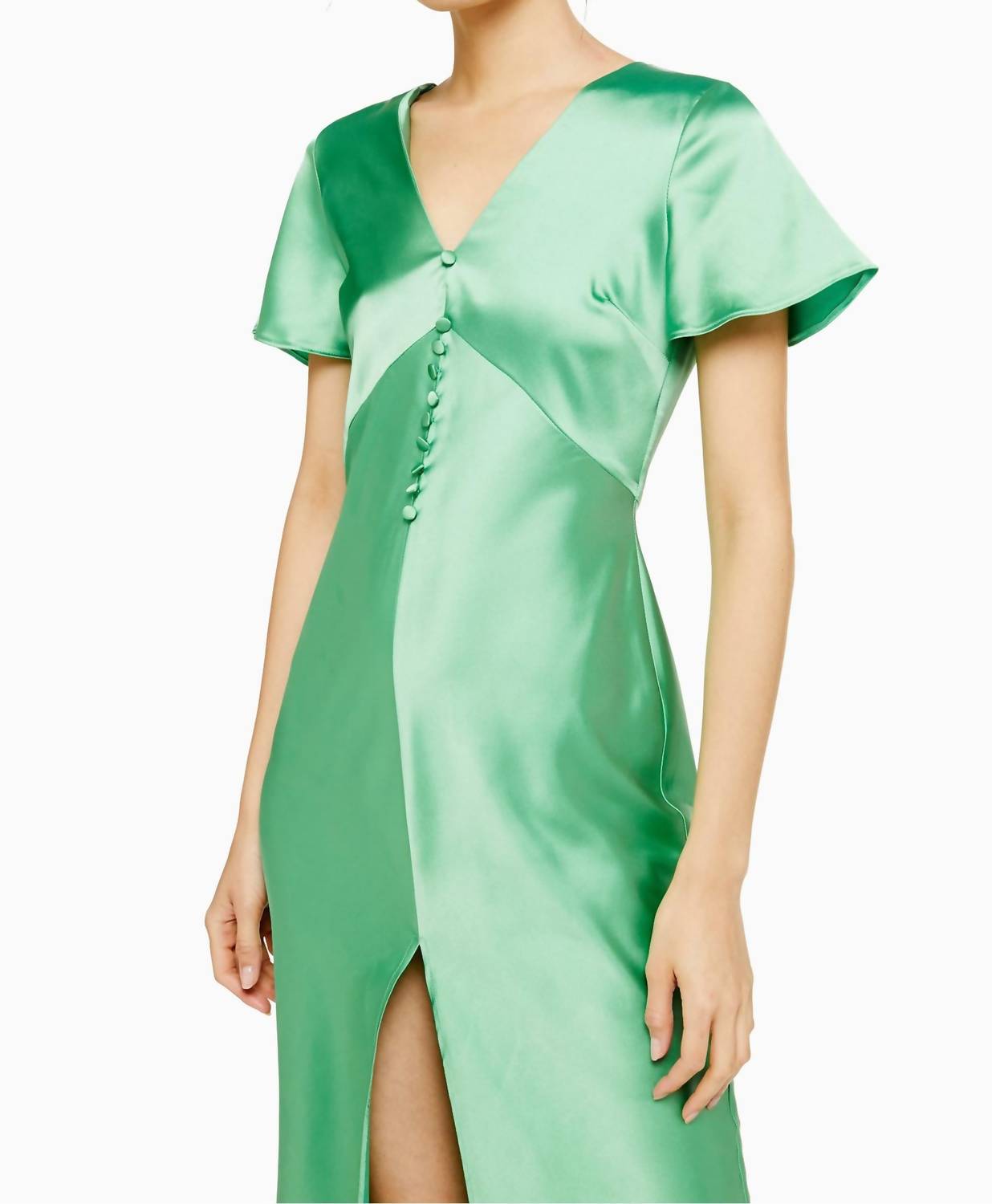Topshop - Angel Sleeve Bias Cut Satin Midi Dress