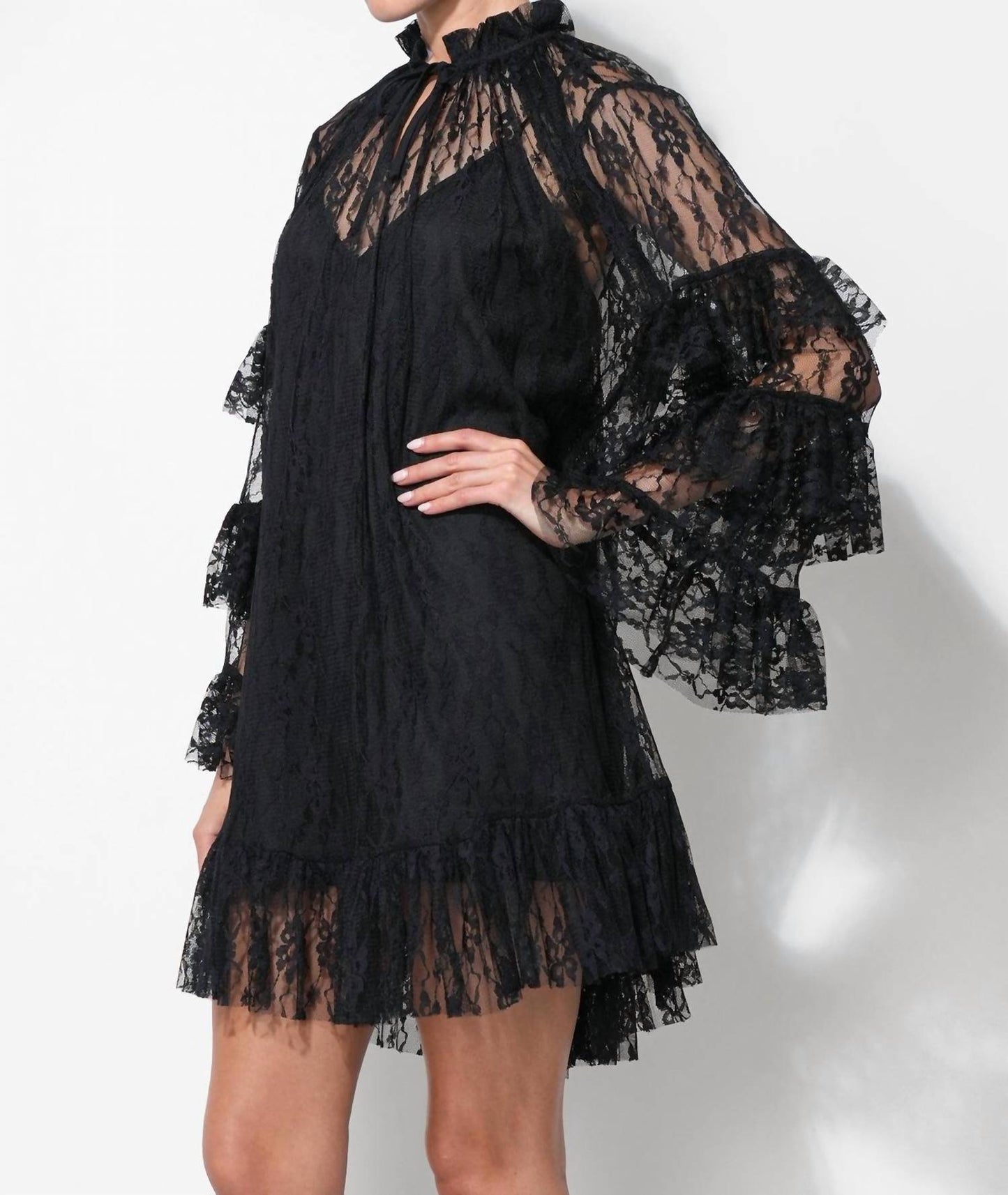 Adelyn Rae - Lorena Lace Ruffled Shift Dress