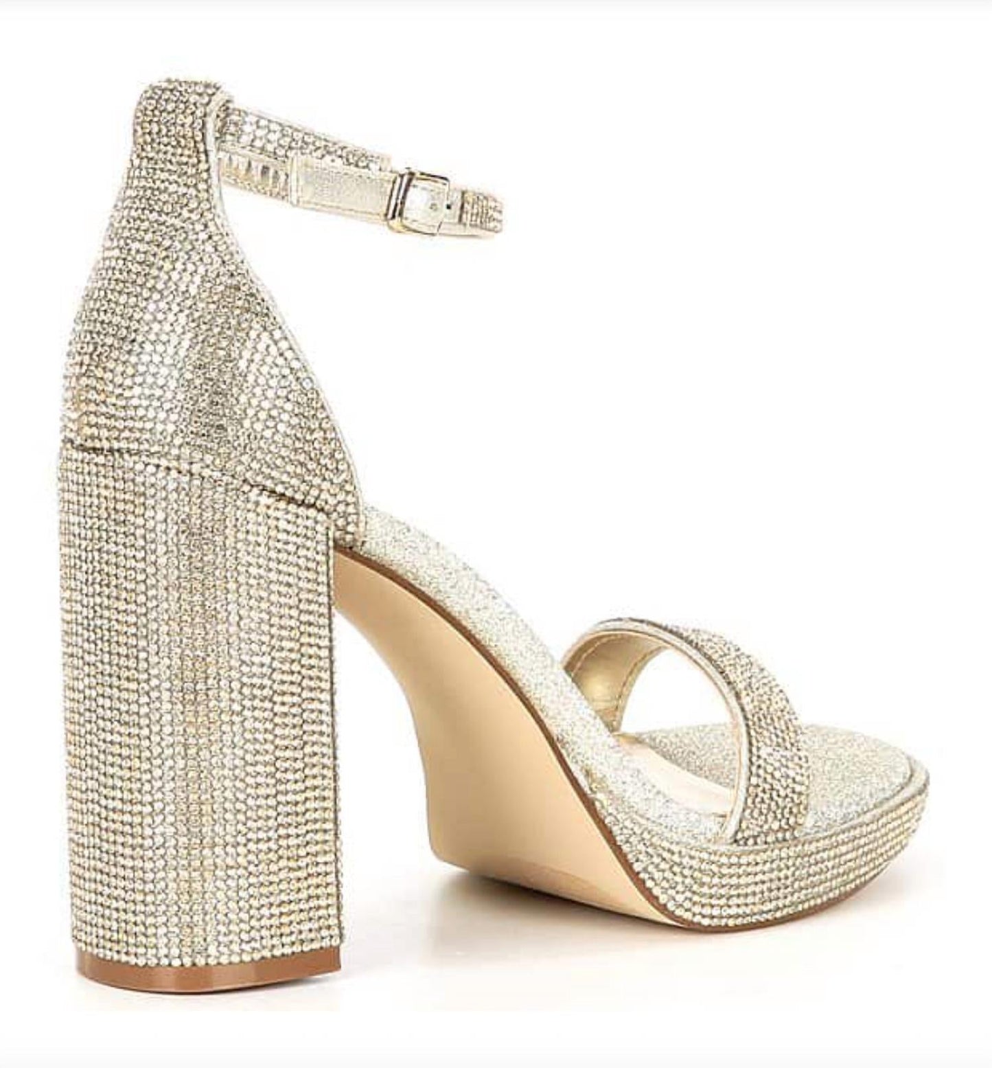 Steve Madden - Women's Rhinestone Ankle Strap Block Heel
