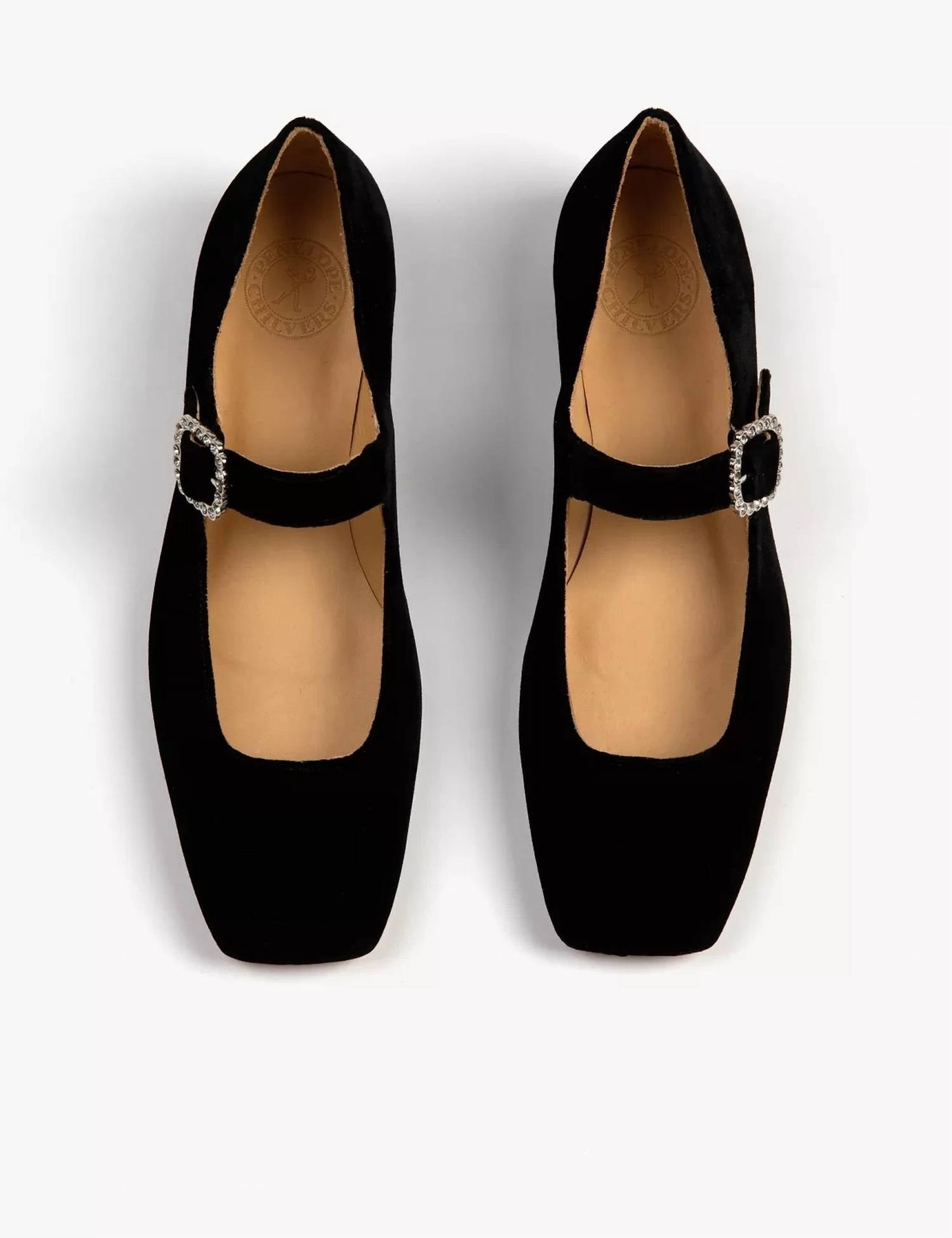 Penelope Chilvers - Low Mary Jane Diamante Velvet Shoe