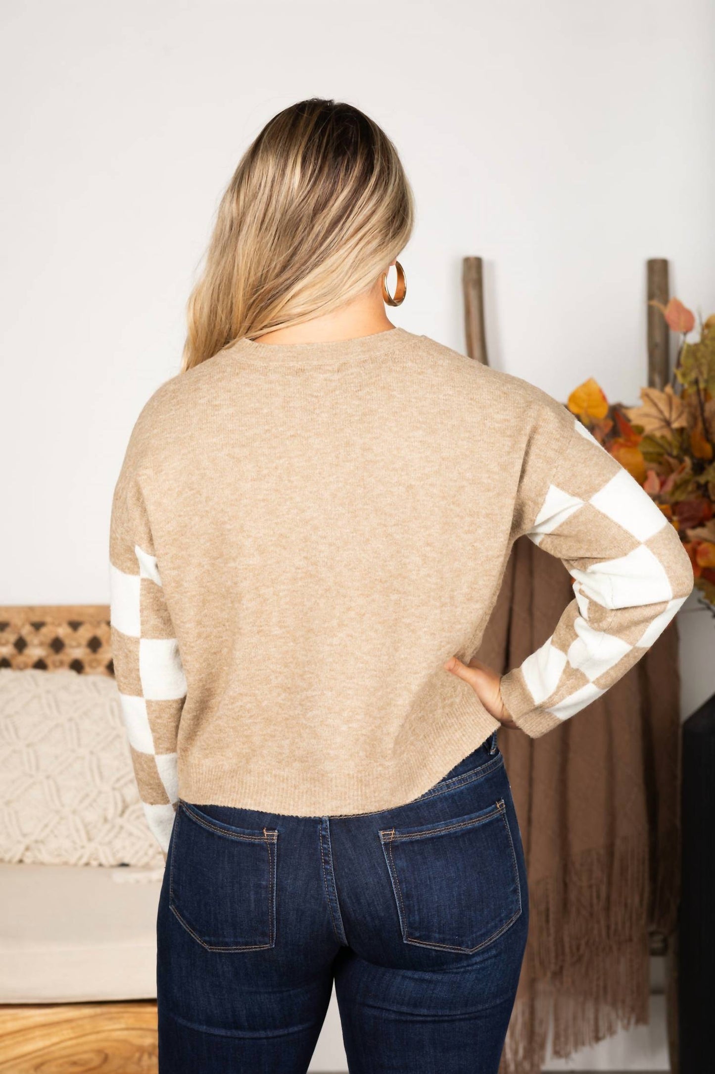 Blu Pepper - Checkered Sleeve Sweater