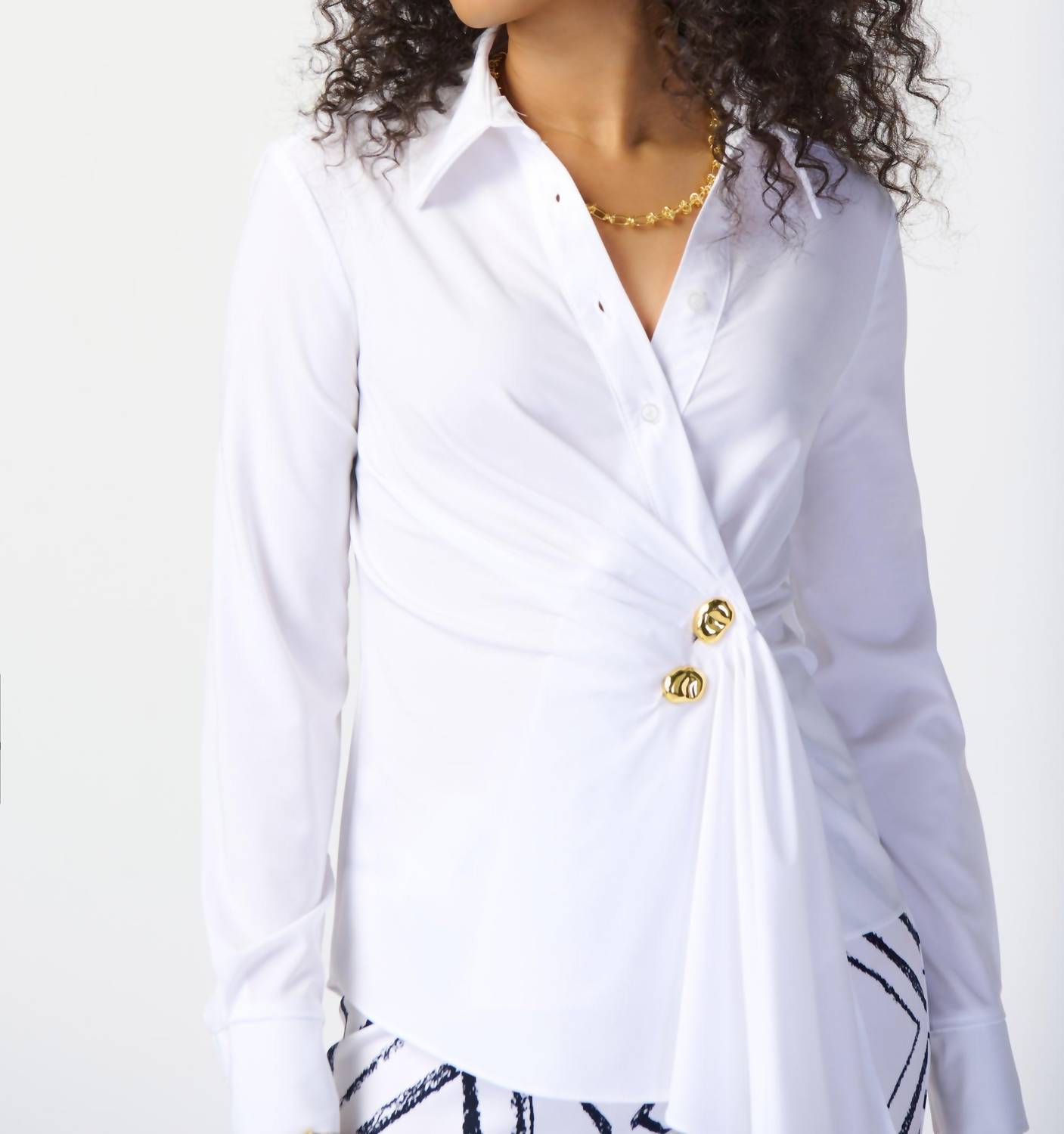 Joseph Ribkoff - Joseph Ribkoff Pleated Wrap Front Blouse