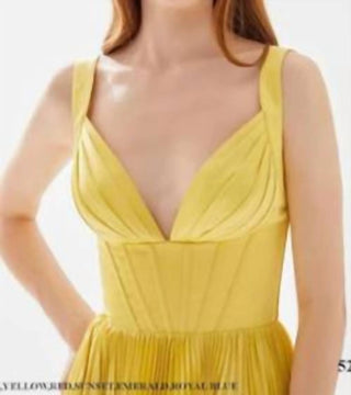 Tarik Ediz - Corset Top with Pleated gown