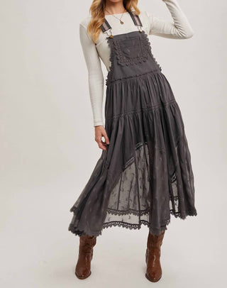 Bluivy - Lucy Lace Embroidered Tulle Bib Maxi Dress