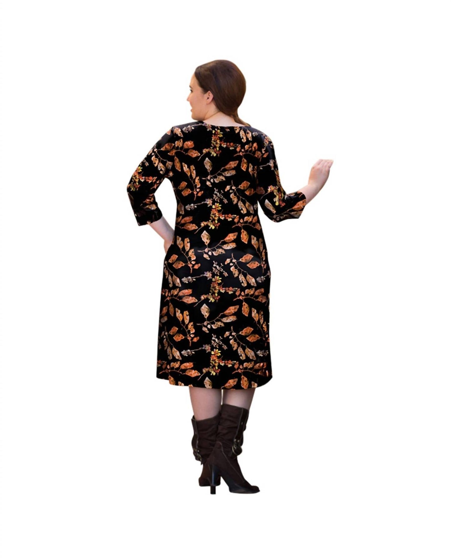 On The Plus Side - Lallie 3/4 Sleeve Dress with Pockets - Plus Size