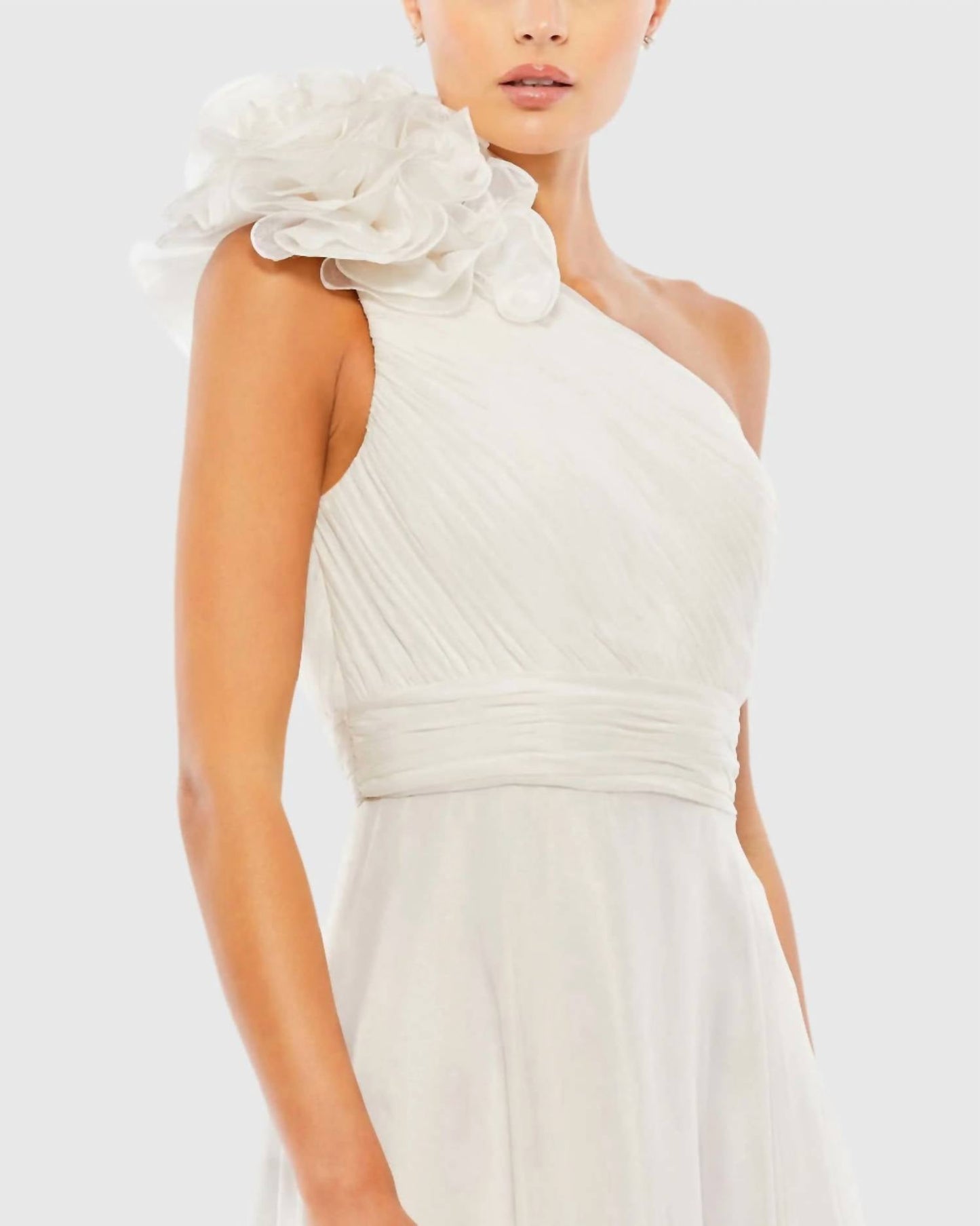 Mac Duggal - Rosette One Shoulder Tea Length Dress