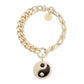 Eklexic - Women's Dual Chain Bracelet With Lage Enamel Yin Yang Pendant