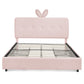 Queen Size Kids Upholstered Bed with Rabbit Ear Headboard & Storage