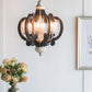 Wood Chandelier 6 Light Farmhouse Pendant Lighting Cream