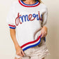 Trendsi - BiBi Metallic America Letter Short Sleeve Sweater