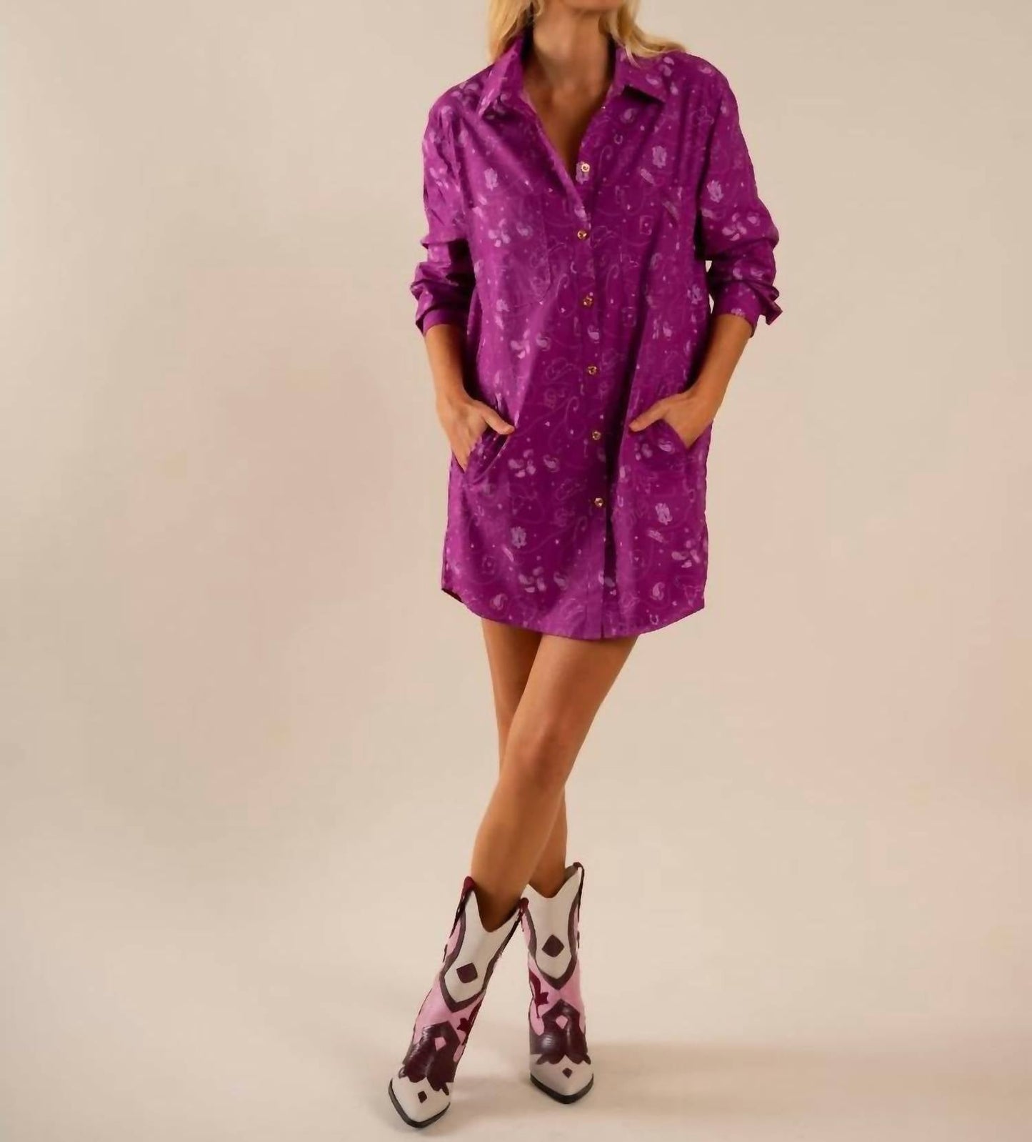 Care Tucker - Preslie Poplin Shirt Dress - All Over Western