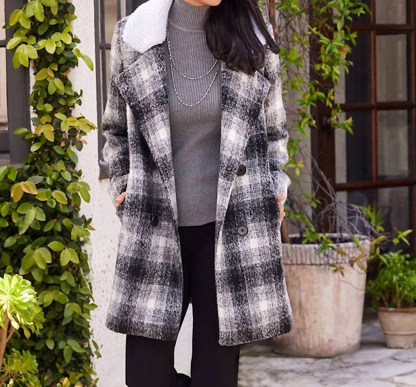 Karen Kane - Shearling Collar Coat