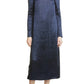 Baum und Pferdgarten Aneto Cutout Long Sleeve Satin Dress in Navy Blazer , Size 6 Us