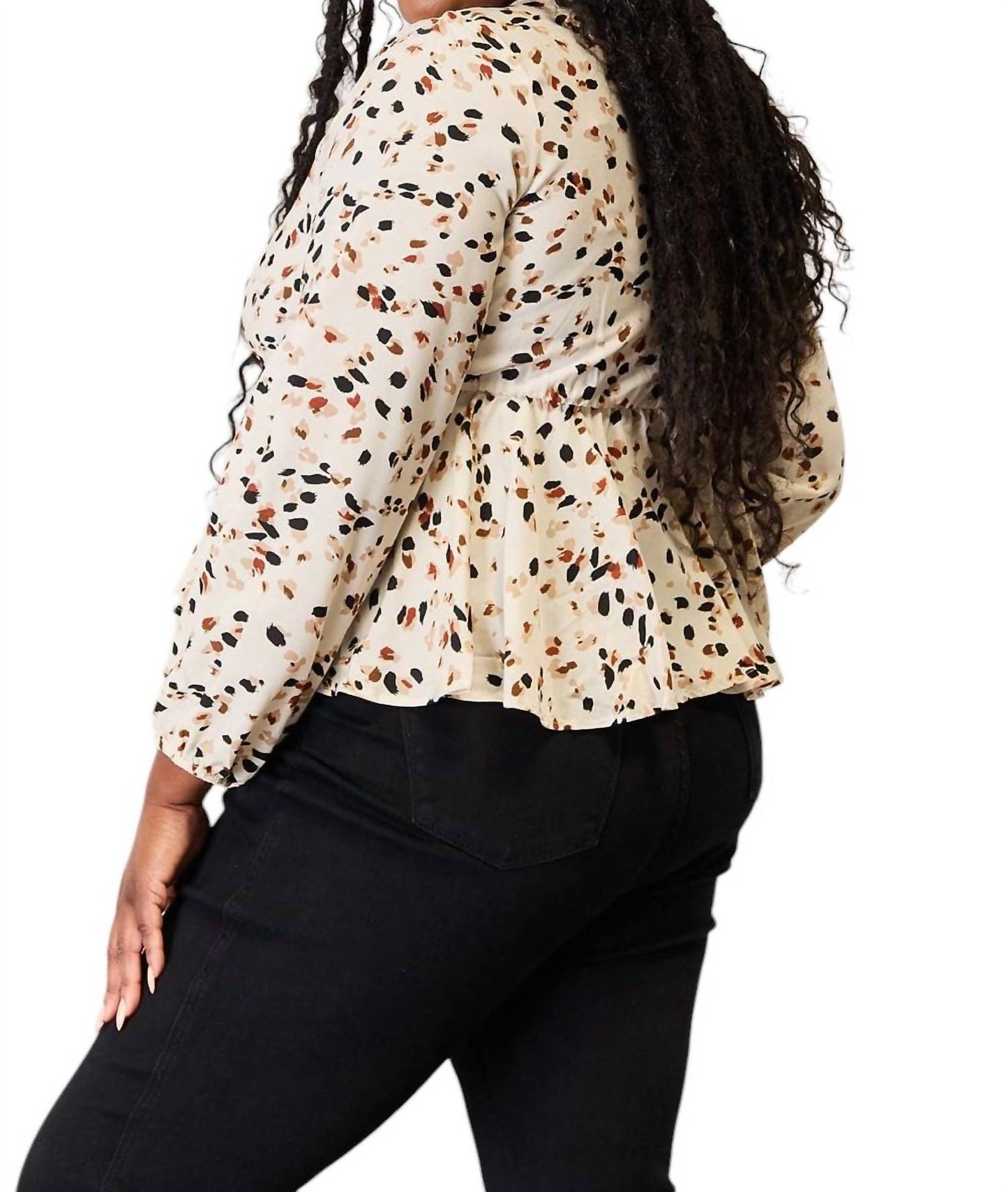 Double Take - Vibrant Plunge Peplum Top