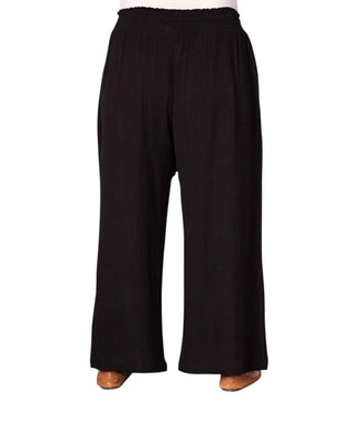 On The Plus Side - Solid Drawstring Cotton Rayon Pants - Plus