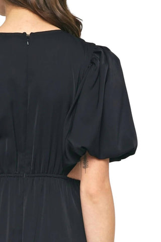 Entro - Sade Sides Cut-Outs Puff Sleeves Maxi Dress