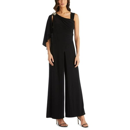 Women's One Shoulder Embellished Jumpsuit - Black