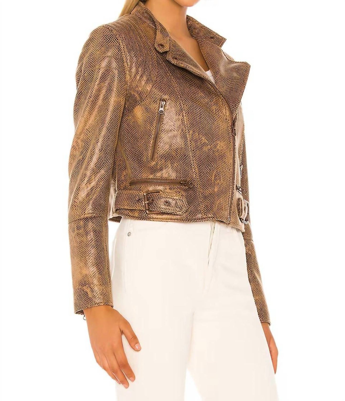 Free People - Snakeskin Fenix Vegan Leather Moto Jacket