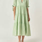 English Factory - Printed V Neck Tiered Midi Dress
