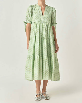 English Factory - Printed V Neck Tiered Midi Dress