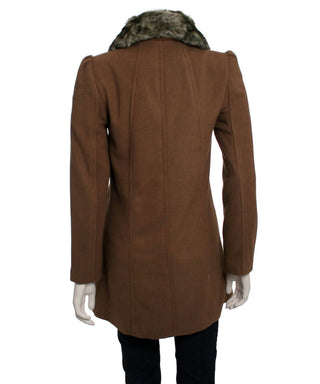 Ci Sono By Cavalini - Women's Double Breasted Faux Fur Collar Coat