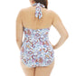 Kenneth Cole - Daydreamer Paisley High Neck One Piece Swimsuit - Plus Size