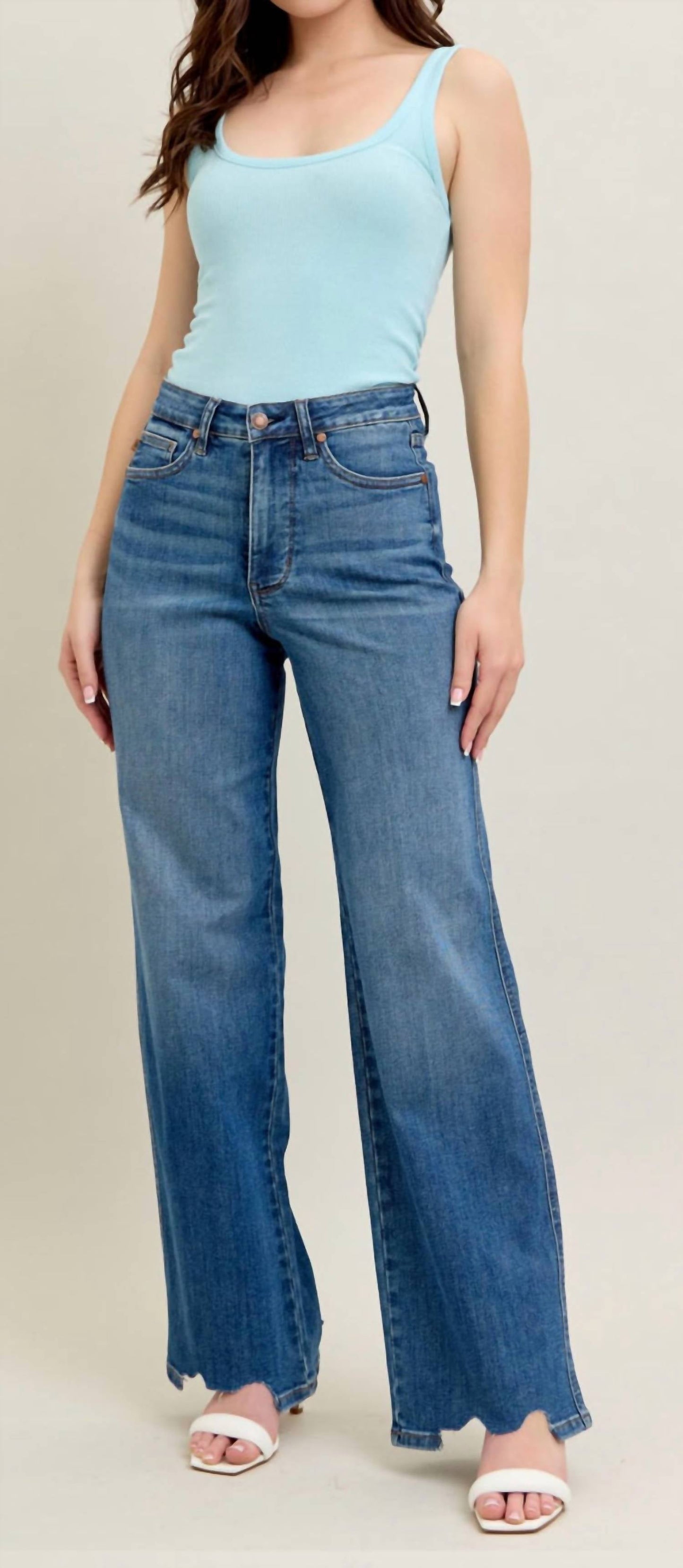 Judy Blue - All Chewed Up Wide Leg Jean