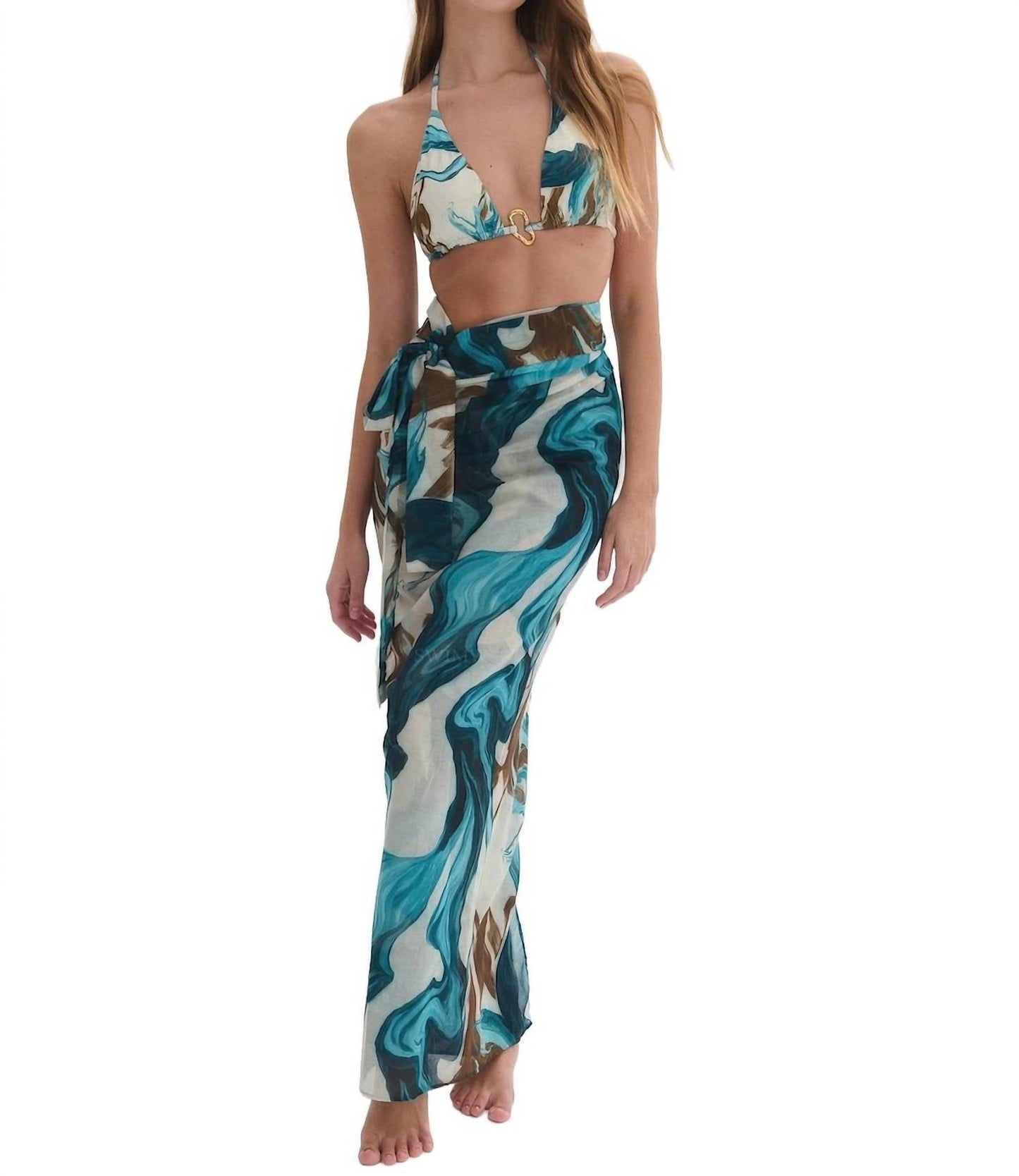 Nelblu - Pareo Olas Verde Wrap Skirt