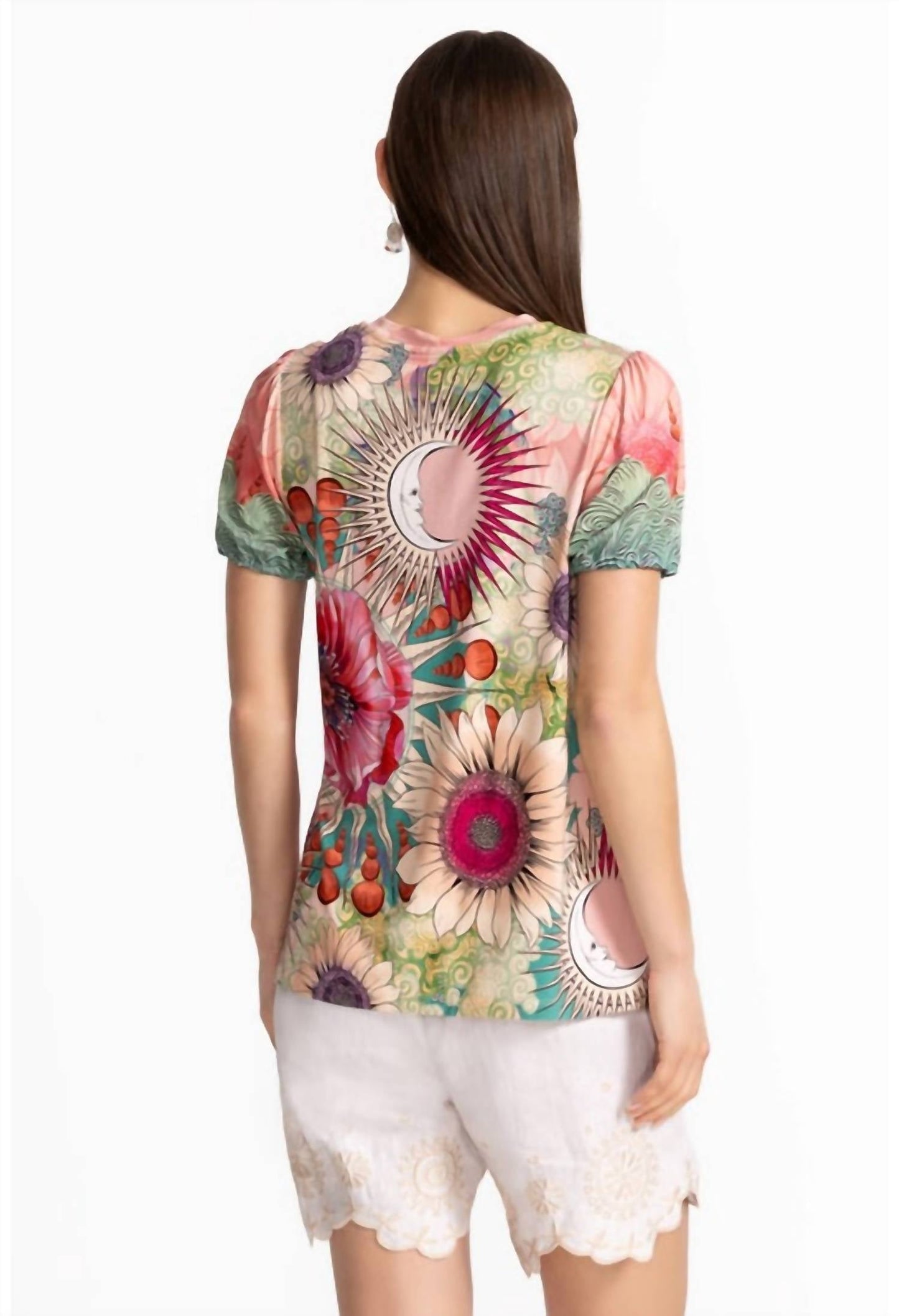 Johnny Was - JANIE FAVORITE V‑NECK PUFF SLEEVE TEE