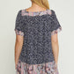 Entro - Mixed Print Square Neck Dress - Plus
