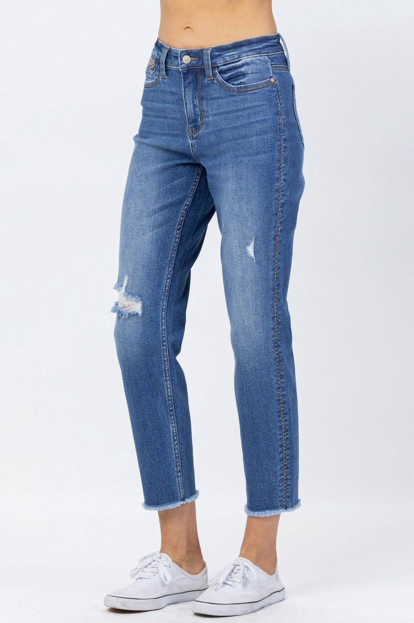 Judy Blue - Howdy High Waist Boyfriend Jeans With Stitched Seam Detail - Plus Size