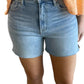 Risen - High Rise Raw Cut Denim Shorts