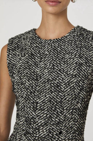 French Connection - Chantelle Herringbone Sleeveless Shift Dress