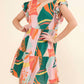 And The Why - Printed Double Ruffle Sleeve Dress