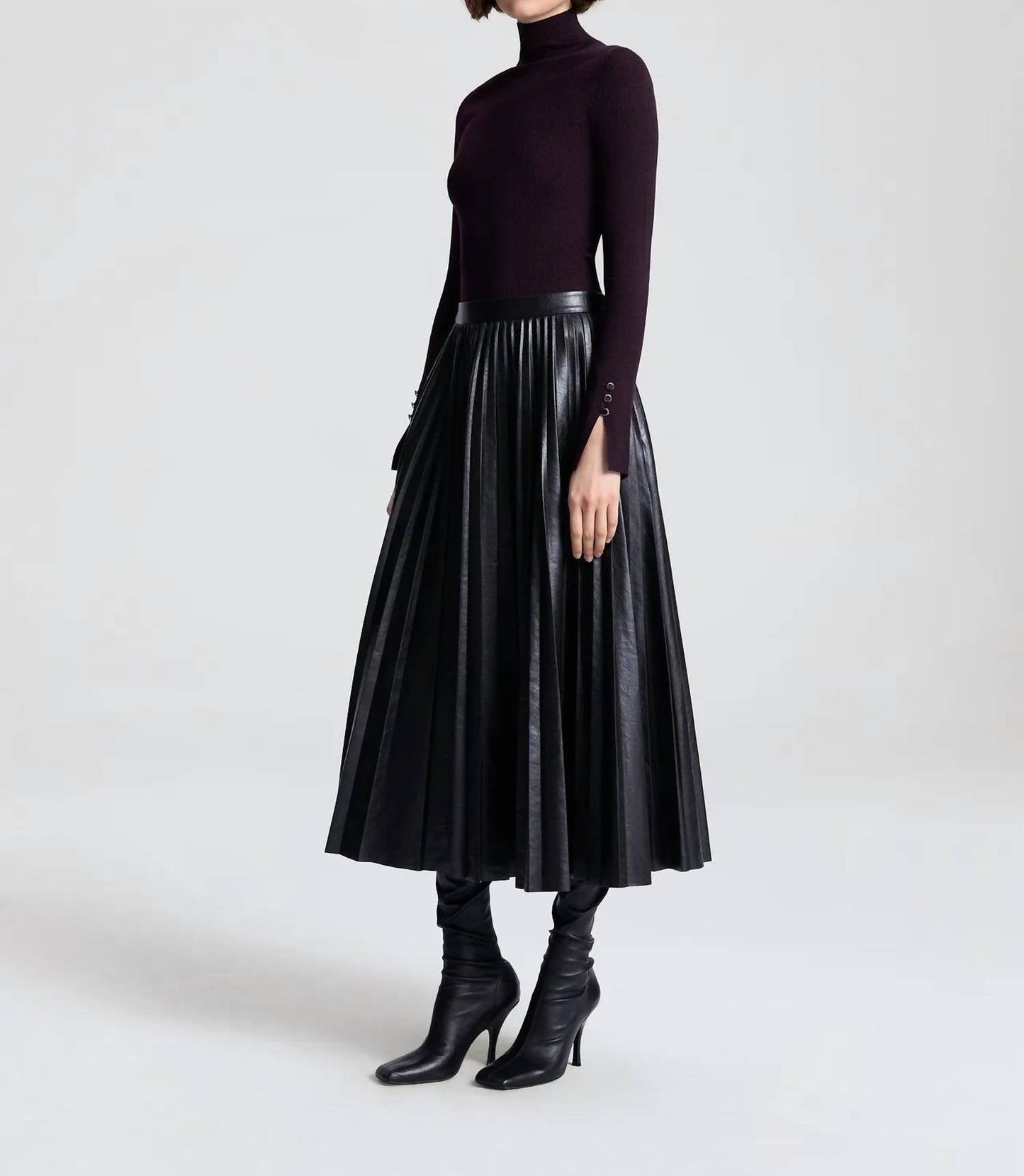 A.L.C. - Etta Vegan Leather Midi Skirt