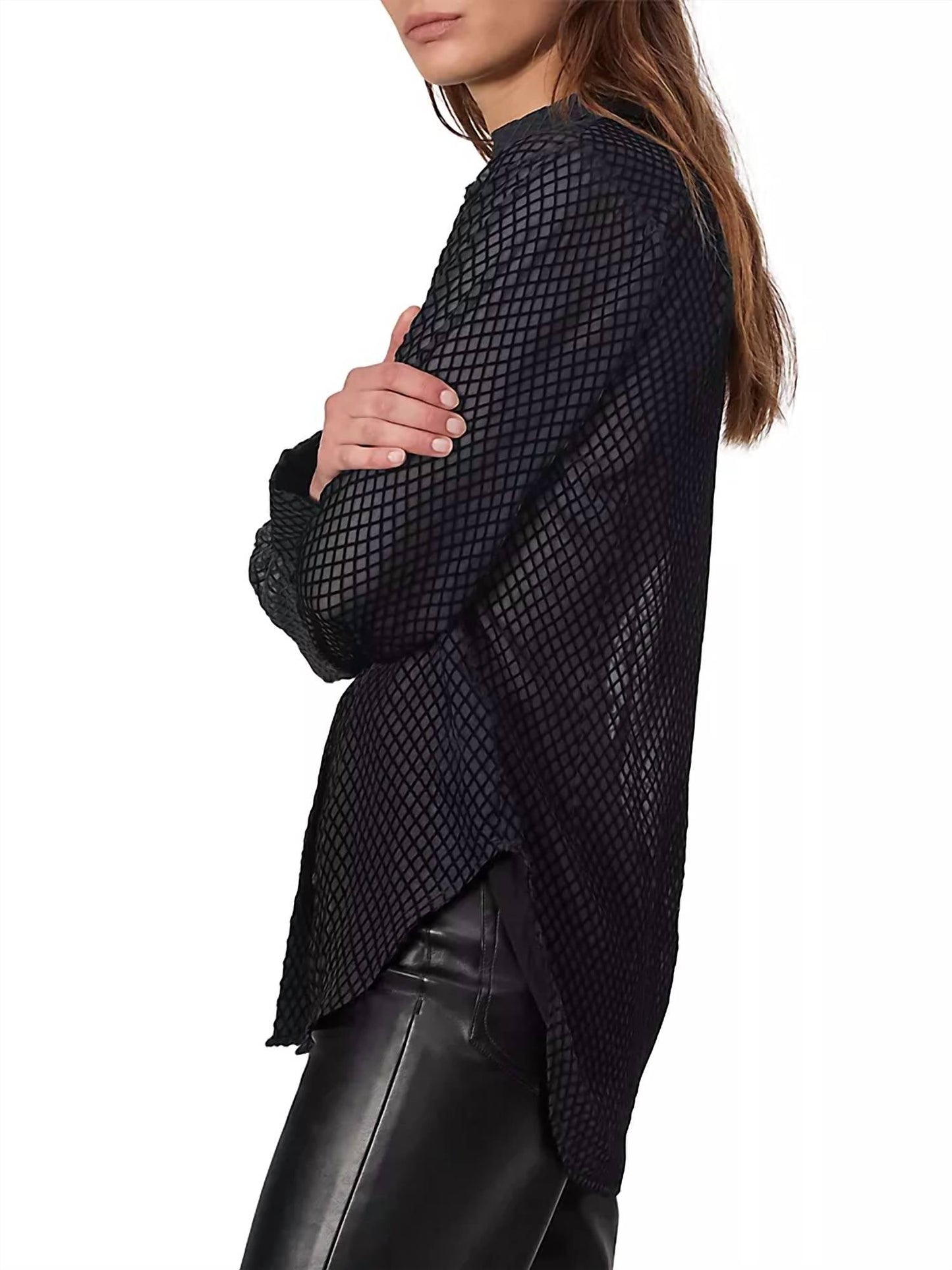 Rag & Bone - Lila Burnout Velvet Long-sleeve Shirt