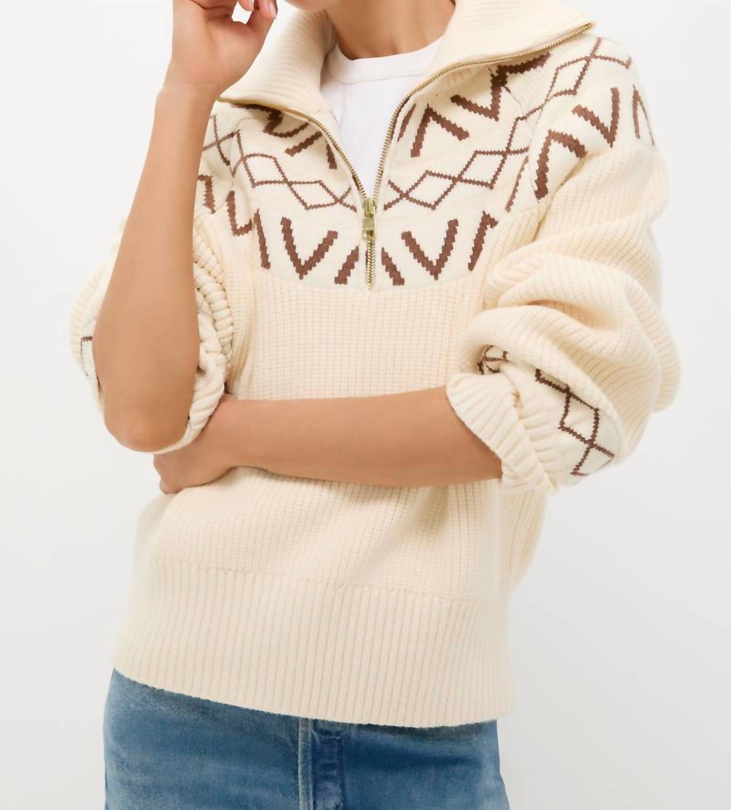 Varley - Sigrid Fairisle Half Zip Knit Sweater