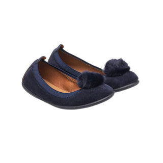 Elephantito - Girl's Suede Pom Pom Ballerina Shoe
