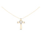 14K Yellow Gold Plated .925 Sterling Silver 1/6 Cttw Diamond Interlocking Heart and Ribbon Cross Pendant Necklace (H-I Color, I2-I3 Clarity) - 18" Inches