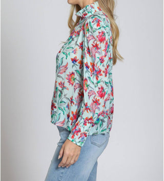 Apny - Puff Sleeve Blouse With Ruched Detail