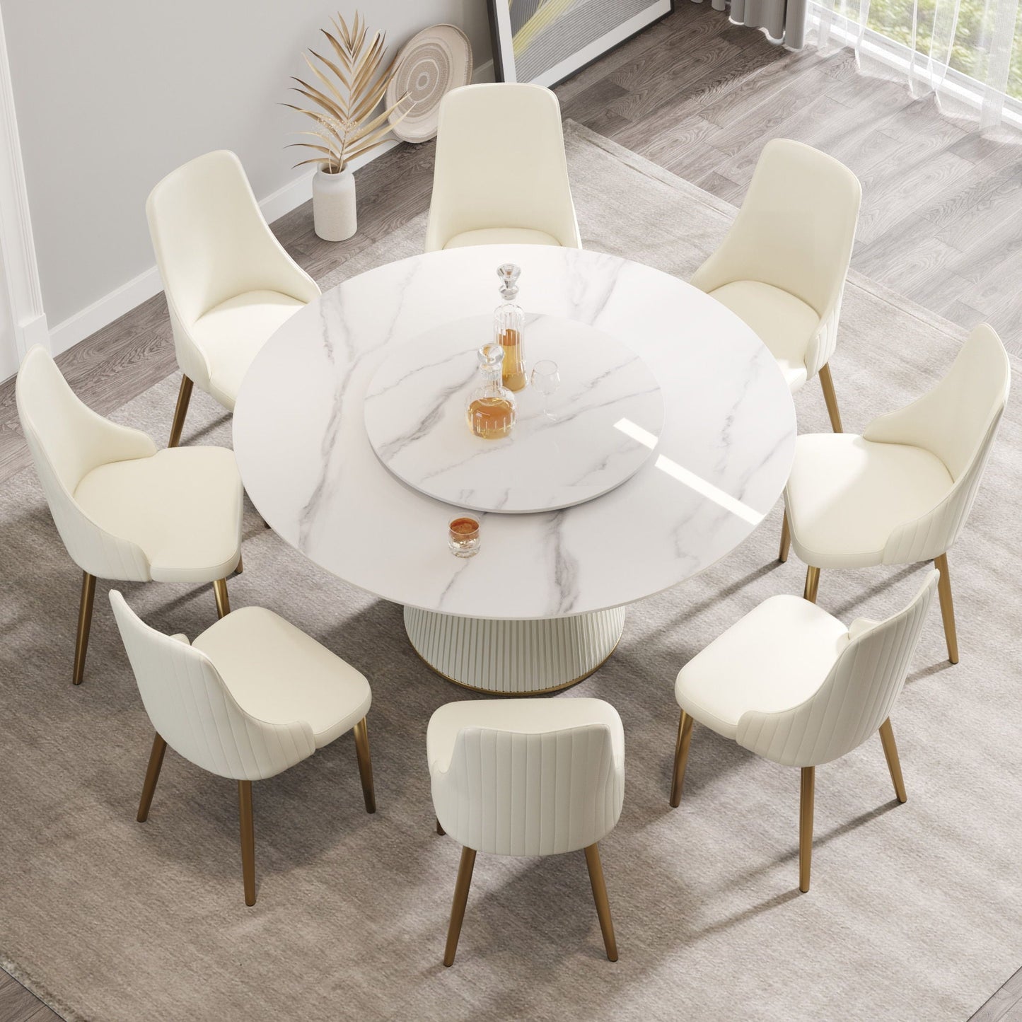 Modern Round Carbon Steel Base Dining Table
