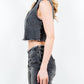 American Bazi - Trendy Cropped Denim Vest With Raw Hem
