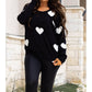 Julia Rose - Stephanie V Neck Heart Sweater